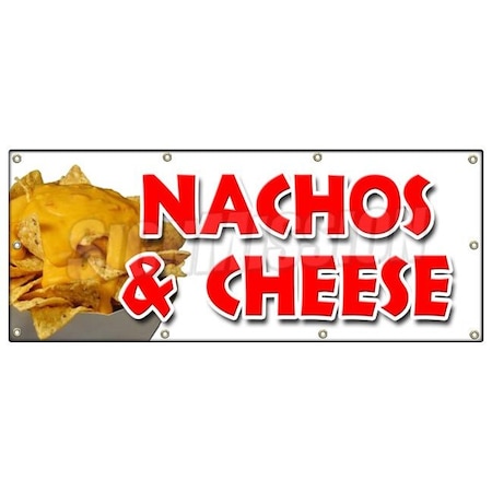 Signmission NACHOS & CHEESE BANNER SIGN snack melted mexican food tacos tex mex B-96 Nachos & Cheese